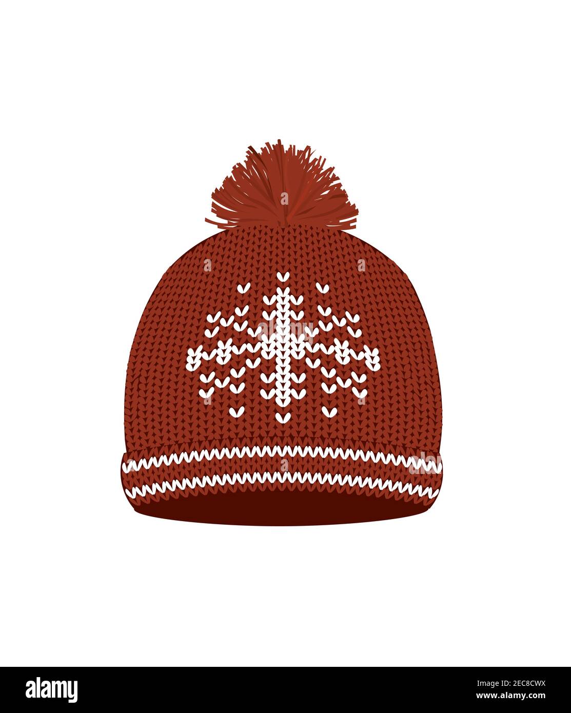 Red  knitted winter hat. vector illustration Stock Vector