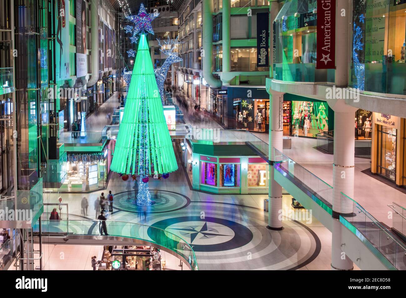 Eaton Centre Christmas Tree and decorations, Toronto, Canada Stock