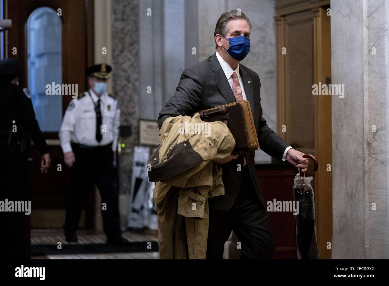 Washington, United States. 13th Feb, 2021. Bruce Castor, defense attorney for Donald Trump, arrives for the impeachment trial of former President Donald Trump, in Washington DC, on Saturday, February 13, 2021. Pool photo by Stefani Reynolds/UPI Credit: UPI/Alamy Live News Stock Photo