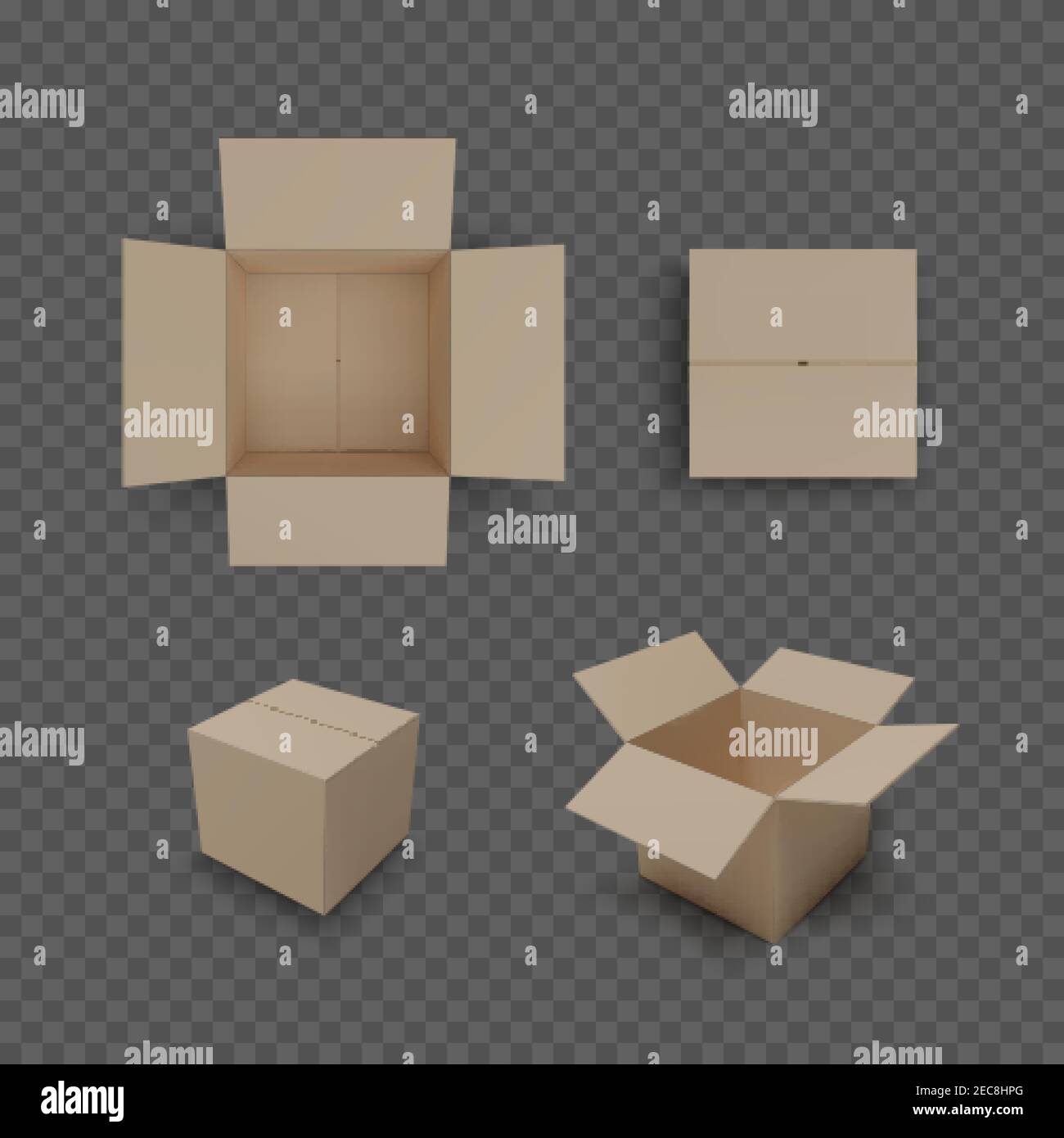 Set of boxes isolated on transparent background. Realistic color collection of package. Vector Stock Vector