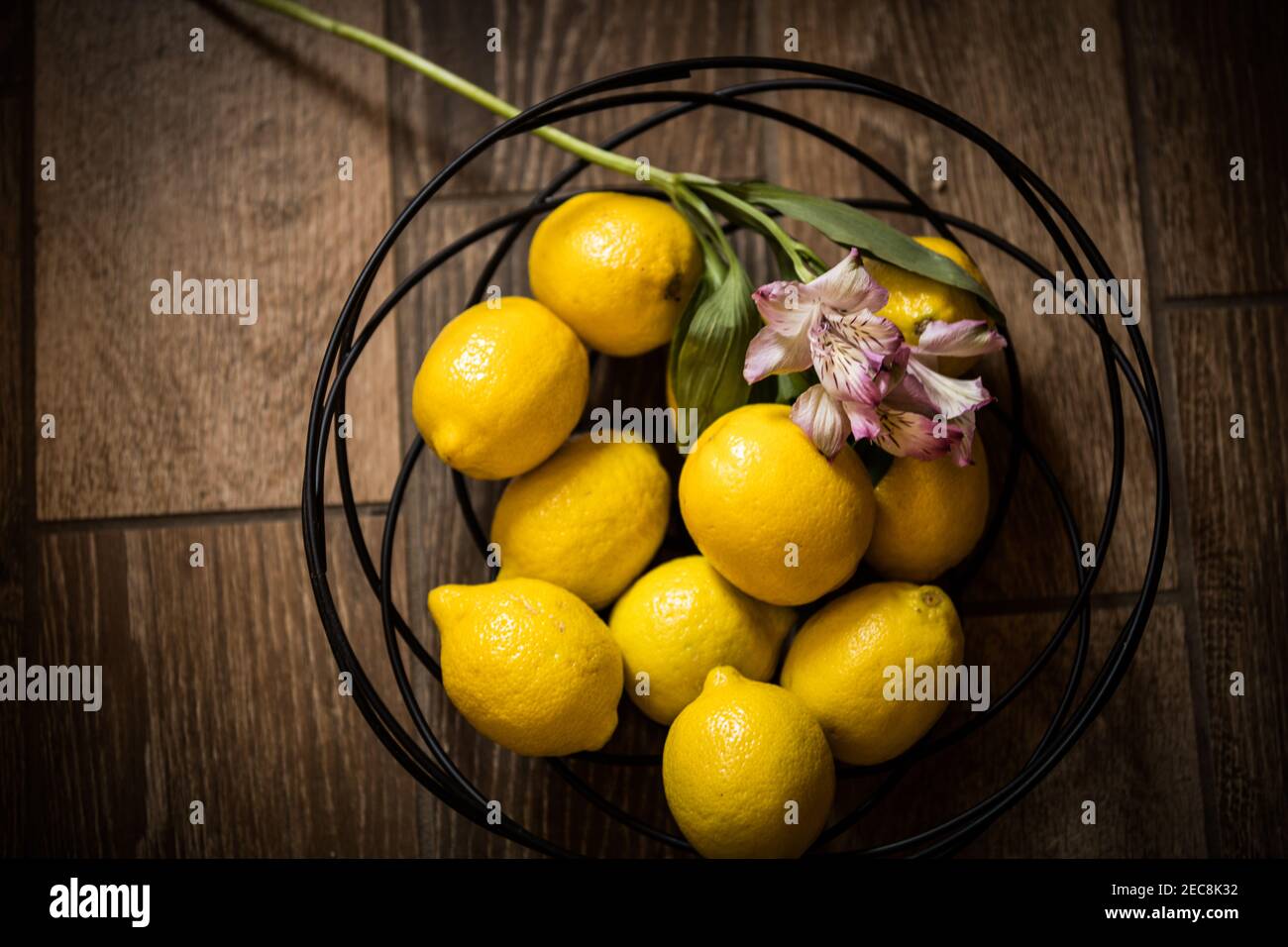 Lemon and lily still life Stock Photo