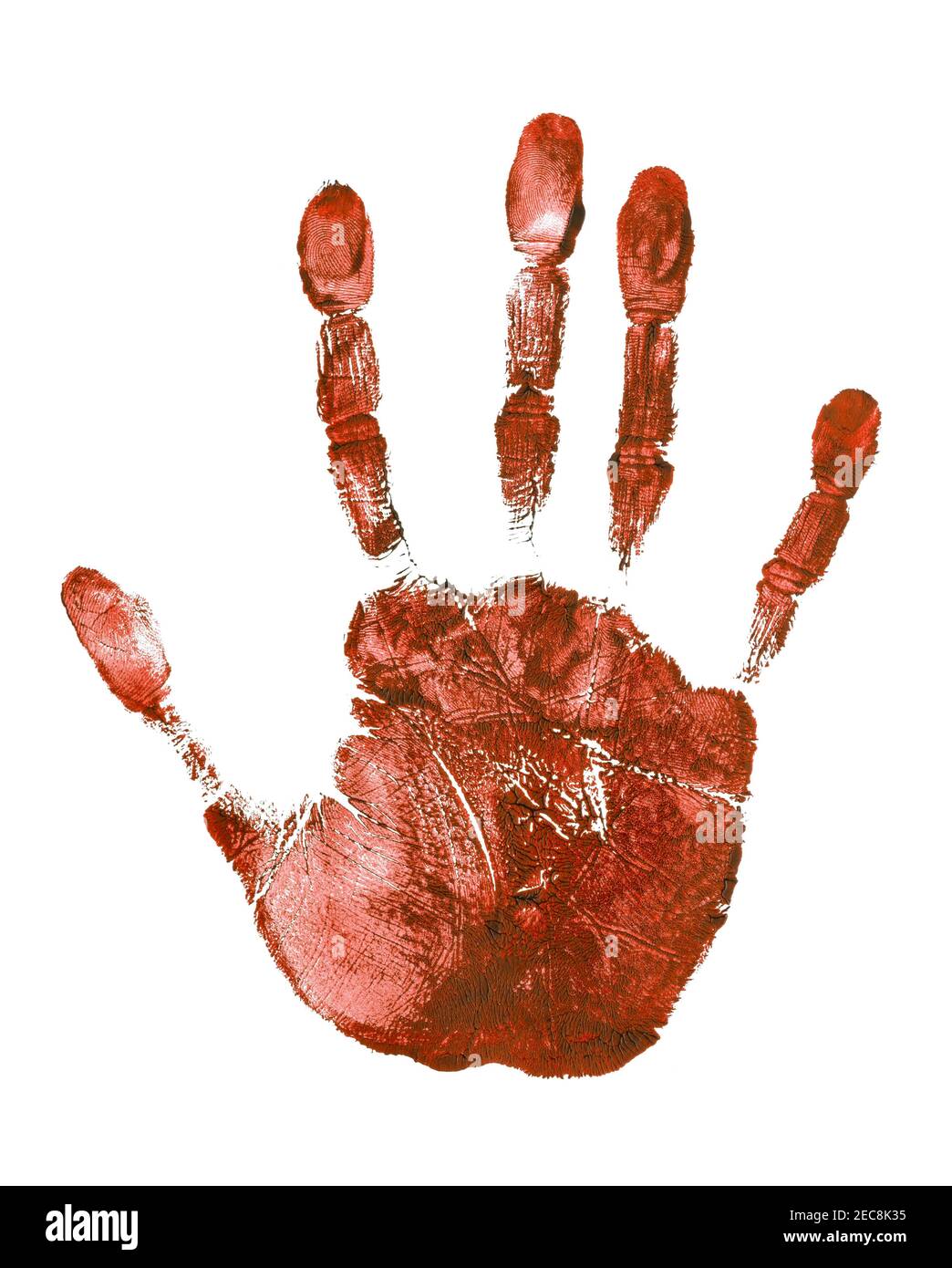 red paint handprint Stock Photo