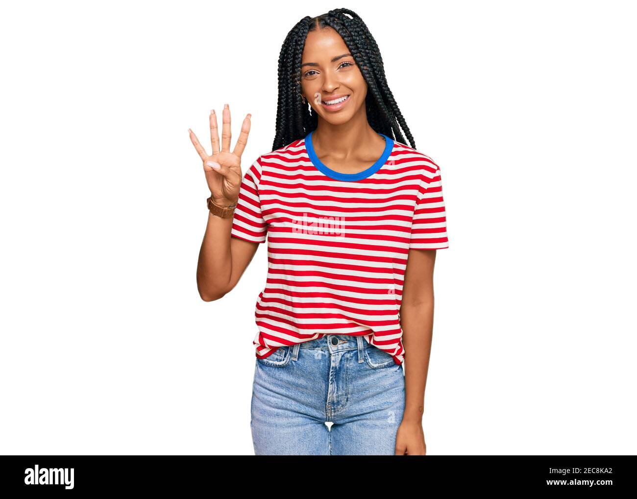Girl showing four fingers hand hi-res stock photography and images - Alamy