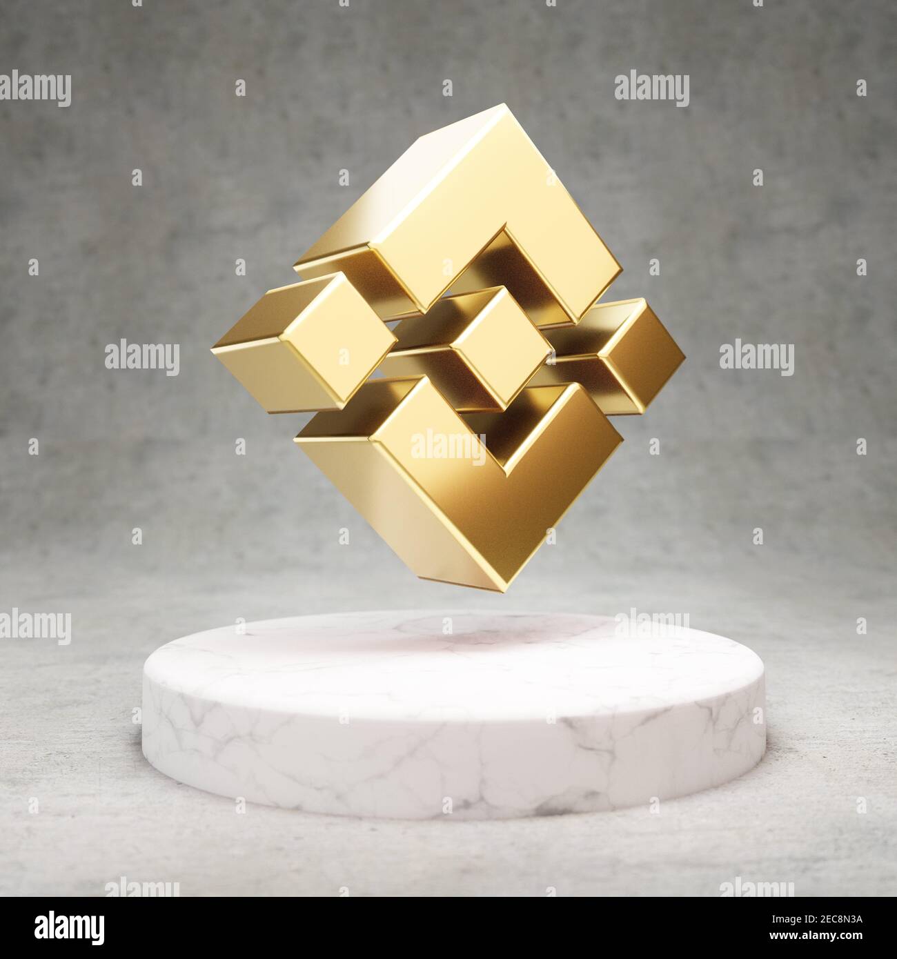 Binance cryptocurrency icon. Gold 3d rendered icon on white marble podium  Stock Photo - Alamy