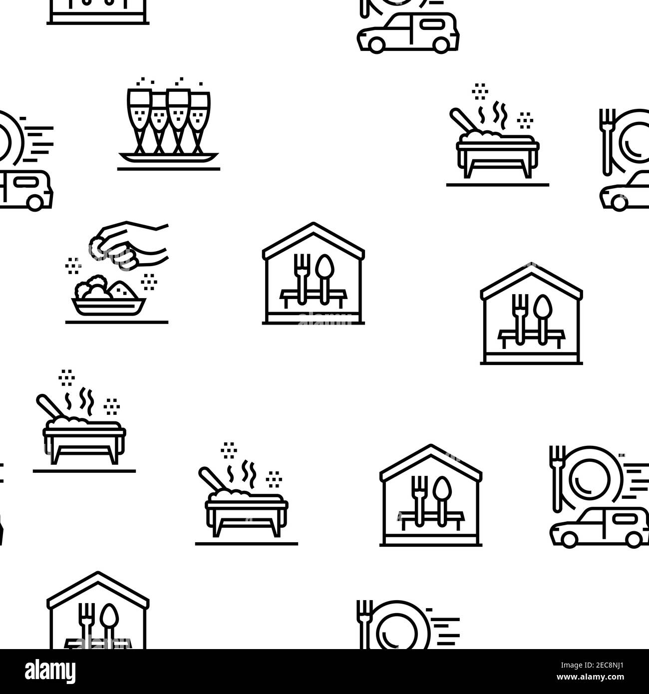 Kitchen Service Pattern Catering Food Service Vector Seamless Pattern Stock Vector Image & Art ...