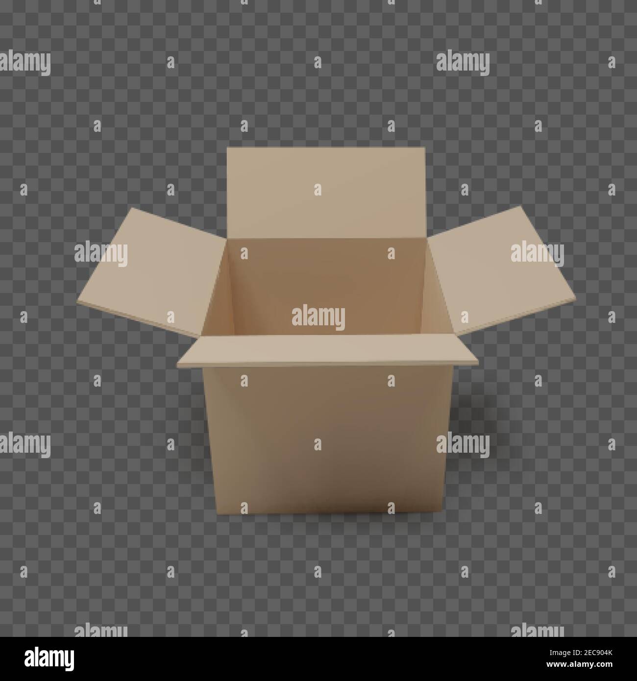 Open box front view. Empty paper parcel. Isolated realistic carton ...