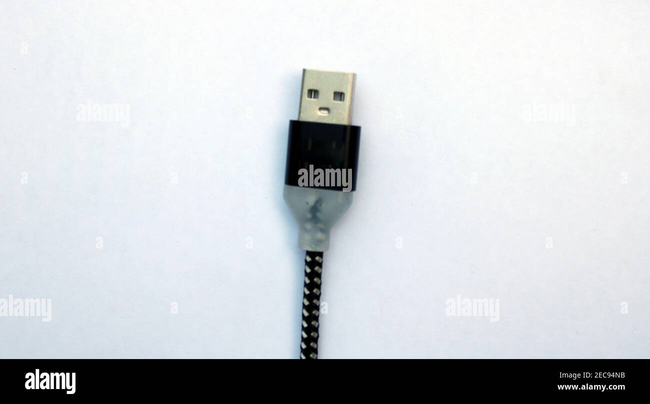 USB data cable on the white background photo capture from Bangladesh Stock Photo