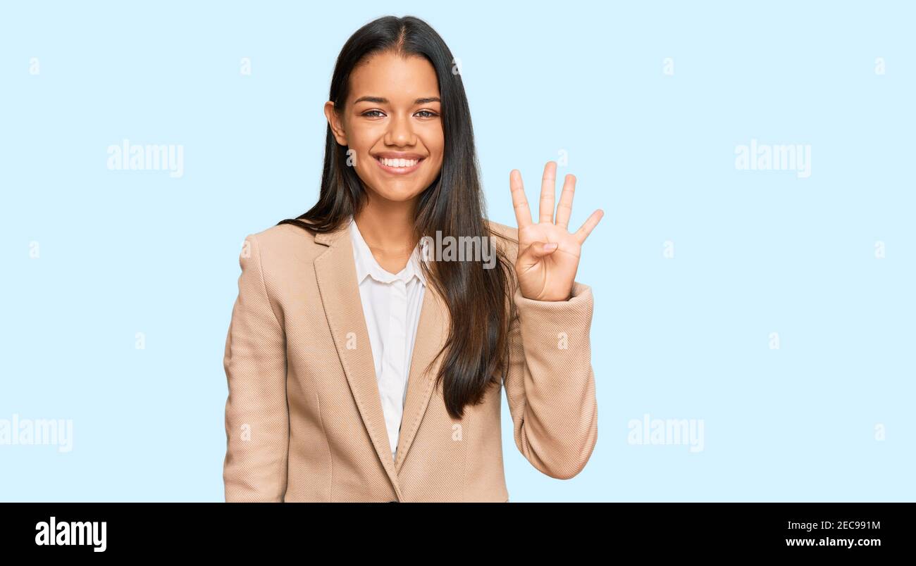Girl showing four fingers hand hi-res stock photography and images - Alamy