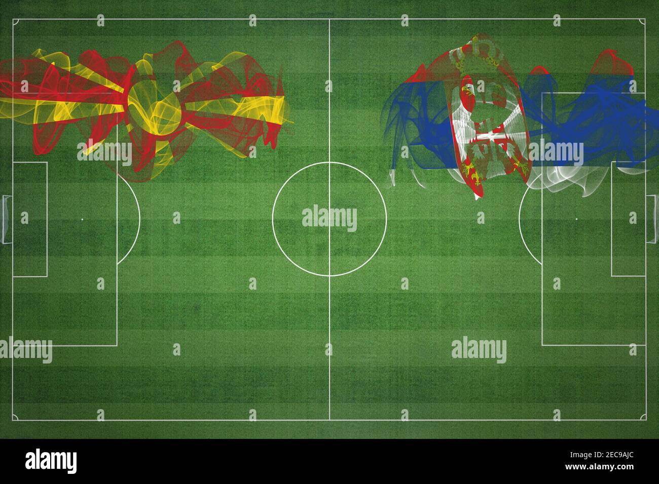 North Macedonia vs Serbia Soccer Match, national colors, national flags