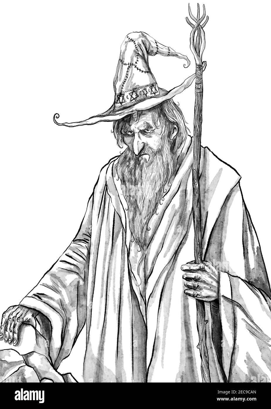 Wizard hand drawn illustration by MC Studio Stock Photo - Alamy