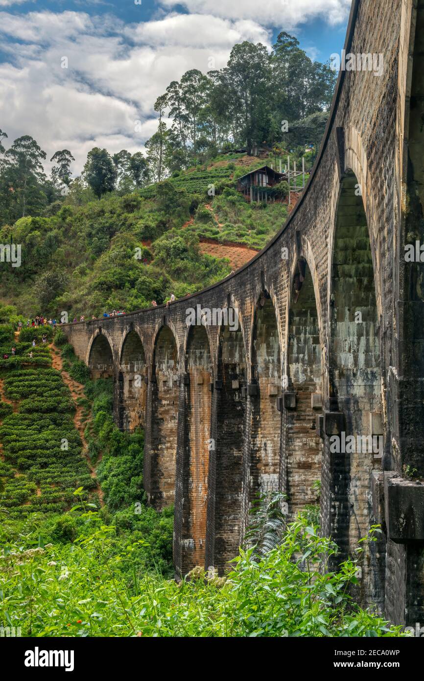 The Nine Arches Bridge, also known as 'The bridge in the Sky', is a viaduct bridge located near Demodara near Ella in Sri Lanka. Stock Photo