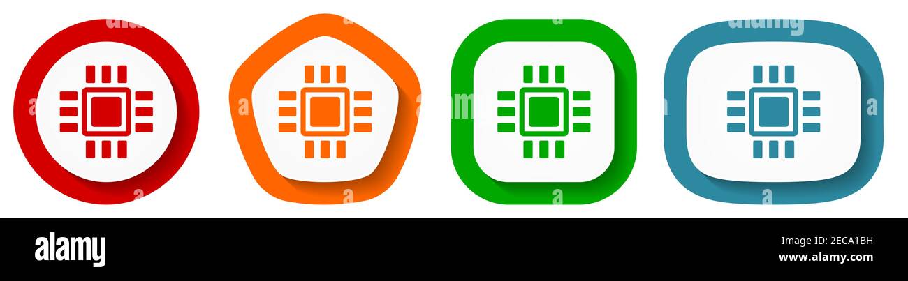 Circuit, technology, chip, processor vector icon set, flat design ...
