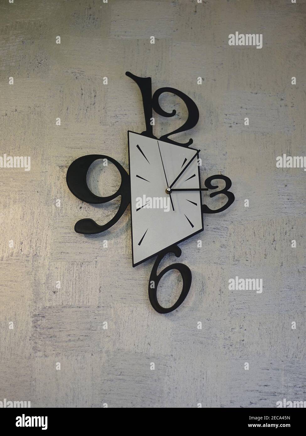 Vertical shot of clock on the wall with large three, six, nine and