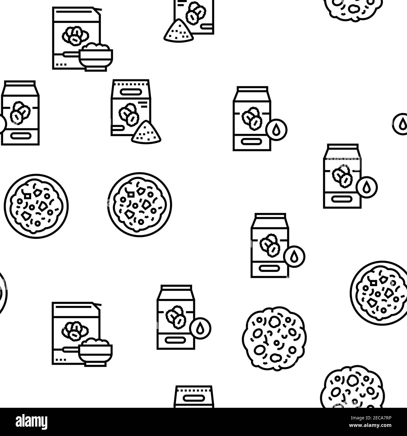 Oatmeal Nutrition Vector Seamless Pattern Stock Vector