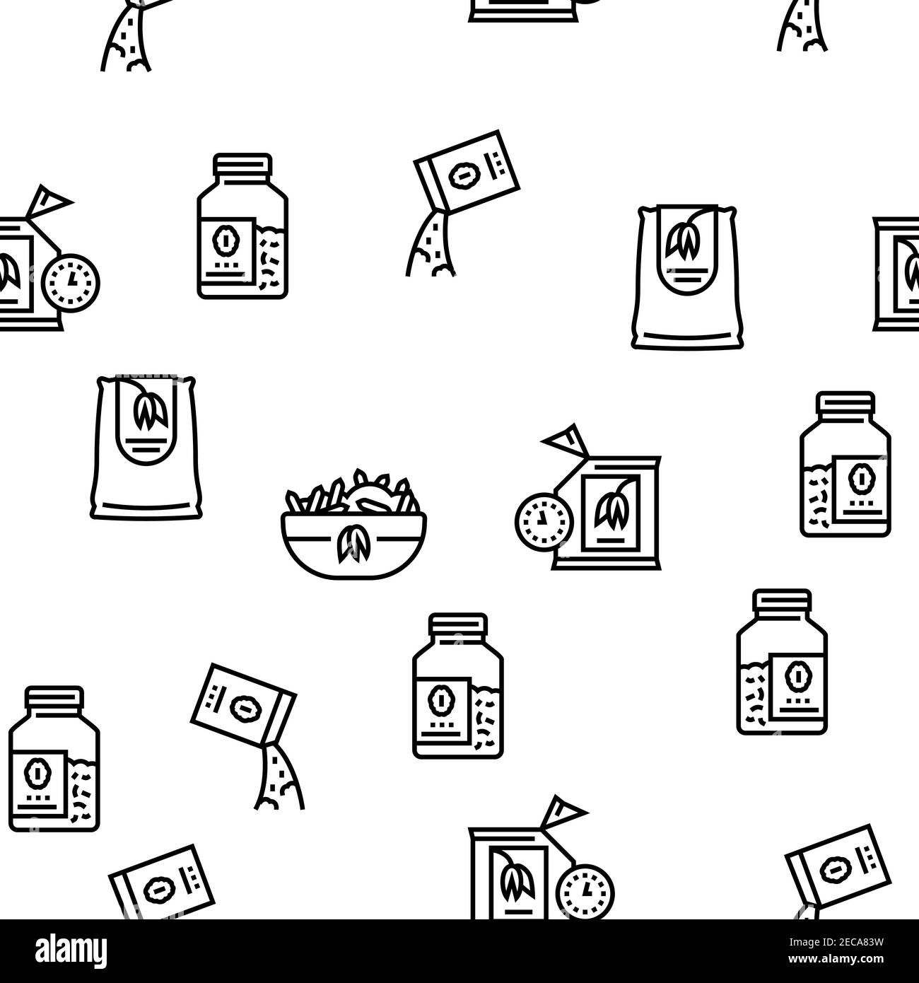 Oatmeal Nutrition Vector Seamless Pattern Stock Vector
