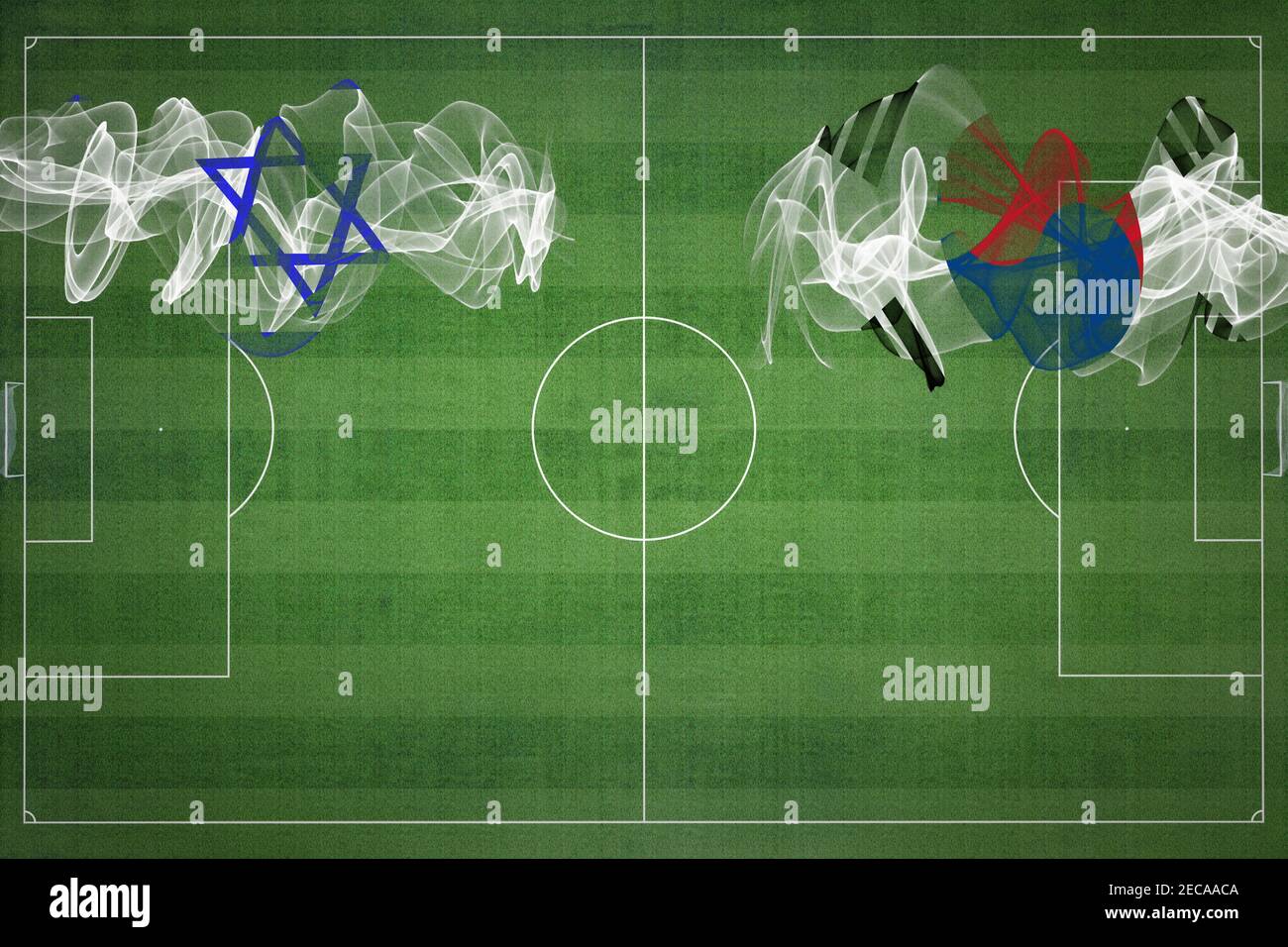 Israel vs South Korea Soccer Match, national colors, national flags