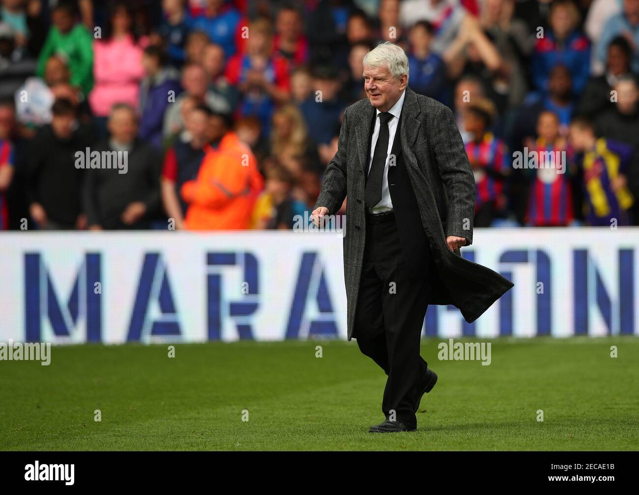 Soccer Football - Premier League - Crystal Palace vs West Bromwich Albion - Selhurst Park, London, Britain - May 13, 2018   Commentator John Motson after the match   REUTERS/Hannah McKay    EDITORIAL USE ONLY. No use with unauthorized audio, video, data, fixture lists, club/league logos or 'live' services. Online in-match use limited to 75 images, no video emulation. No use in betting, games or single club/league/player publications.  Please contact your account representative for further details. Stock Photo