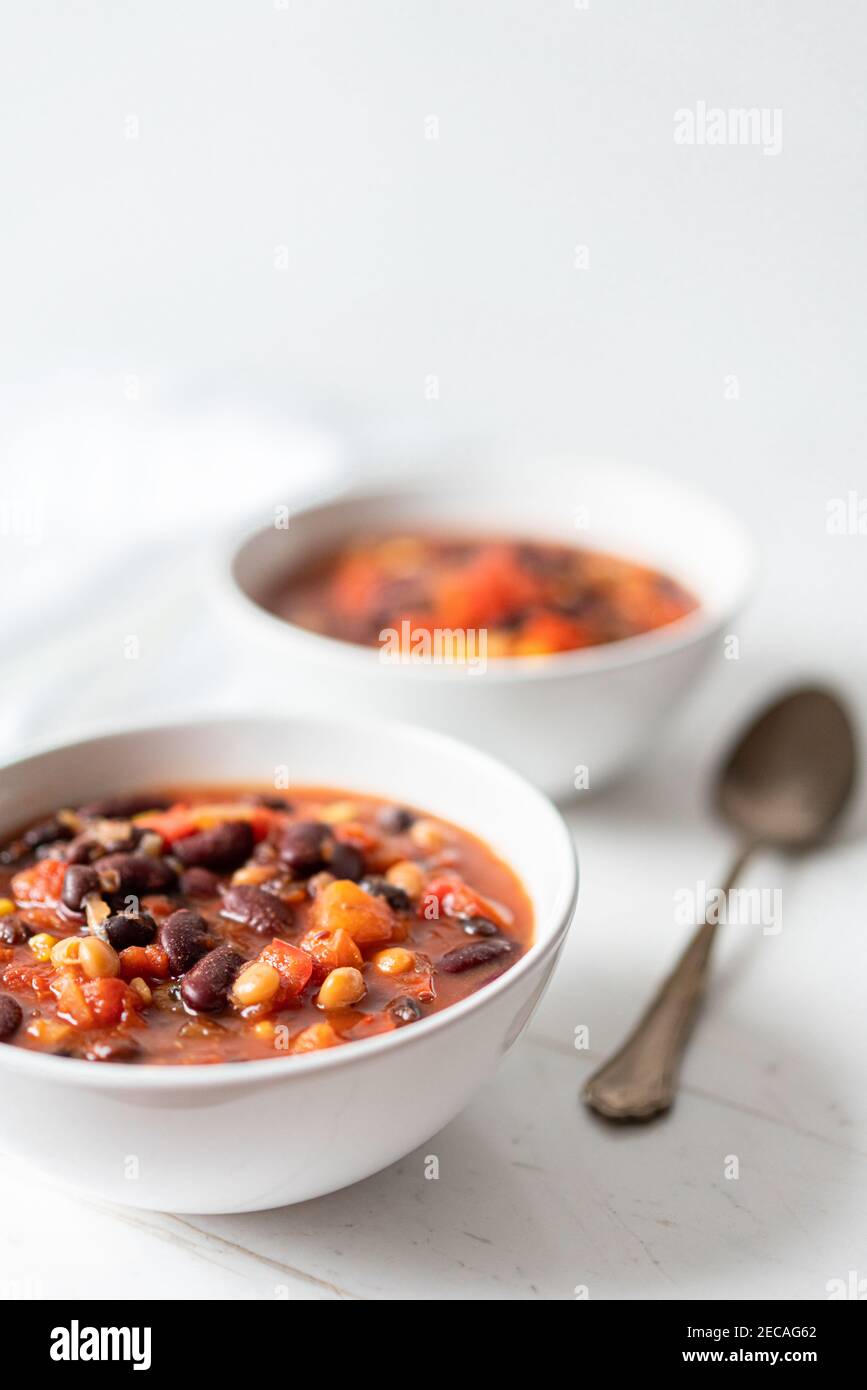 Vegetable Chili Bean Stew With Red Kidney Beans, Tomatoes, Sweetcorn