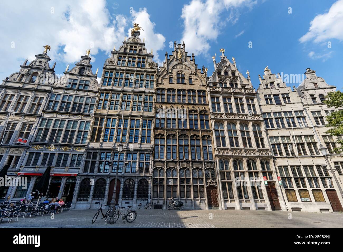 Historic Guildhalls in the Grote Markt square in Antwerp, Flanders, Belgium Stock Photo