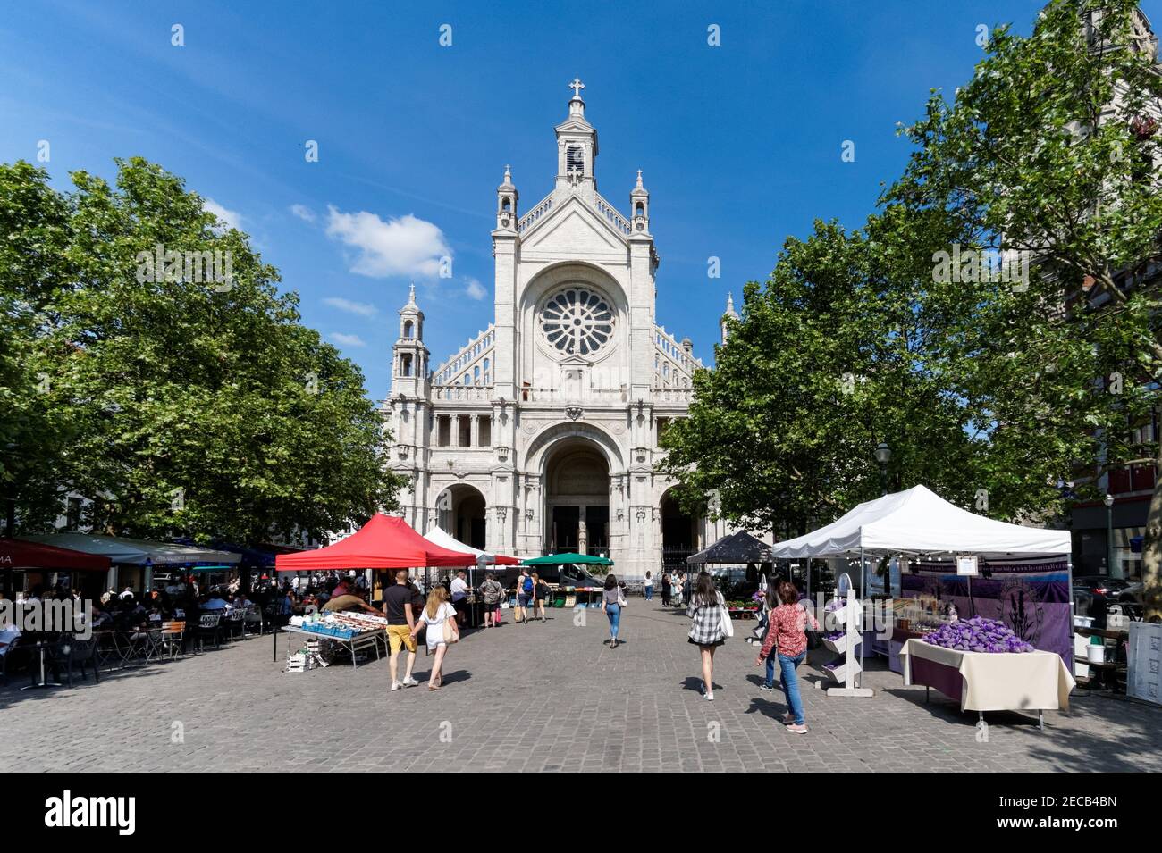 Place Sainte Catherine with Saint Catherine Church in Brussels, Belgium Stock Photo