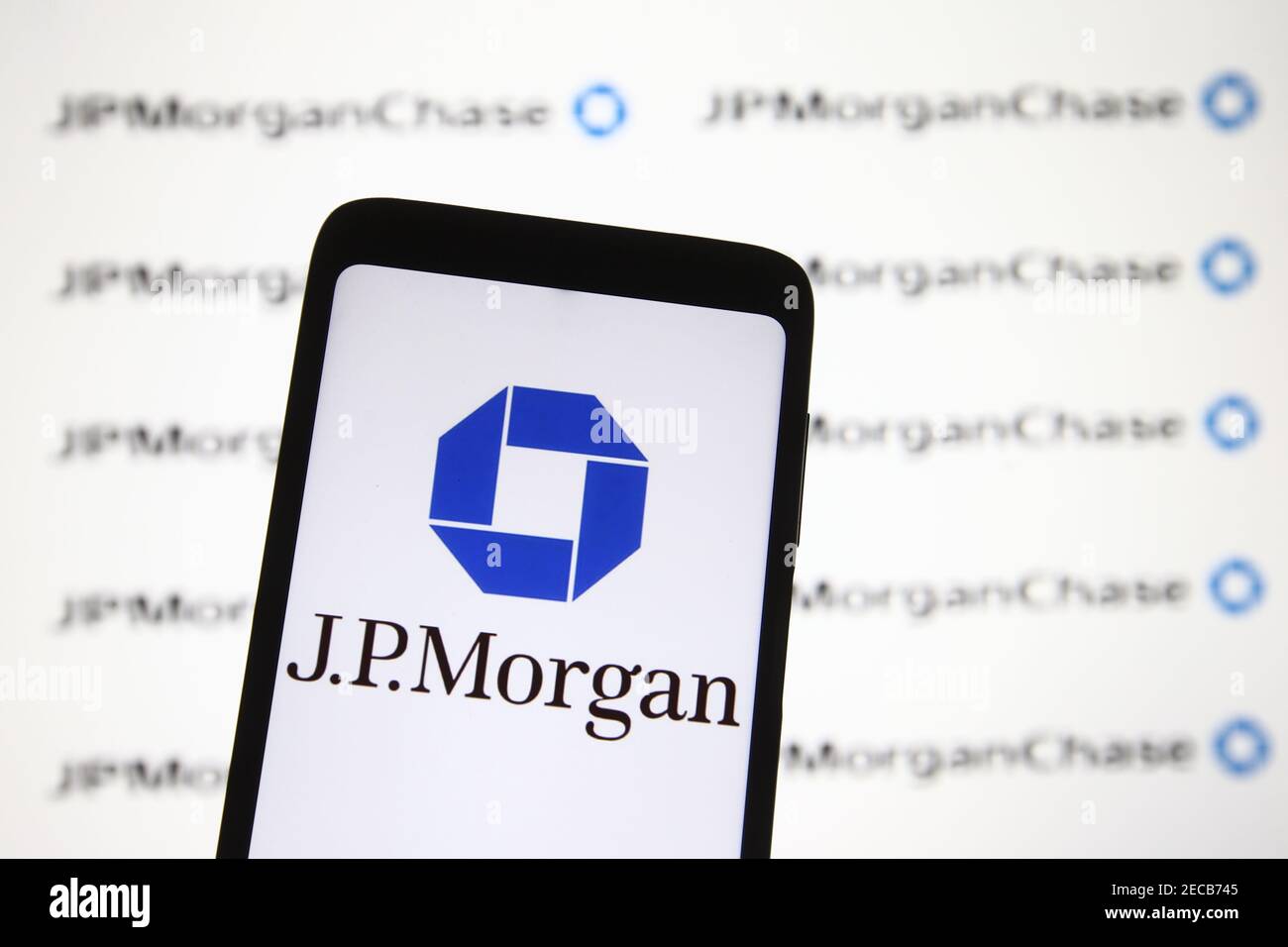 In this photo illustration a Chase logo seen on a mobile phone