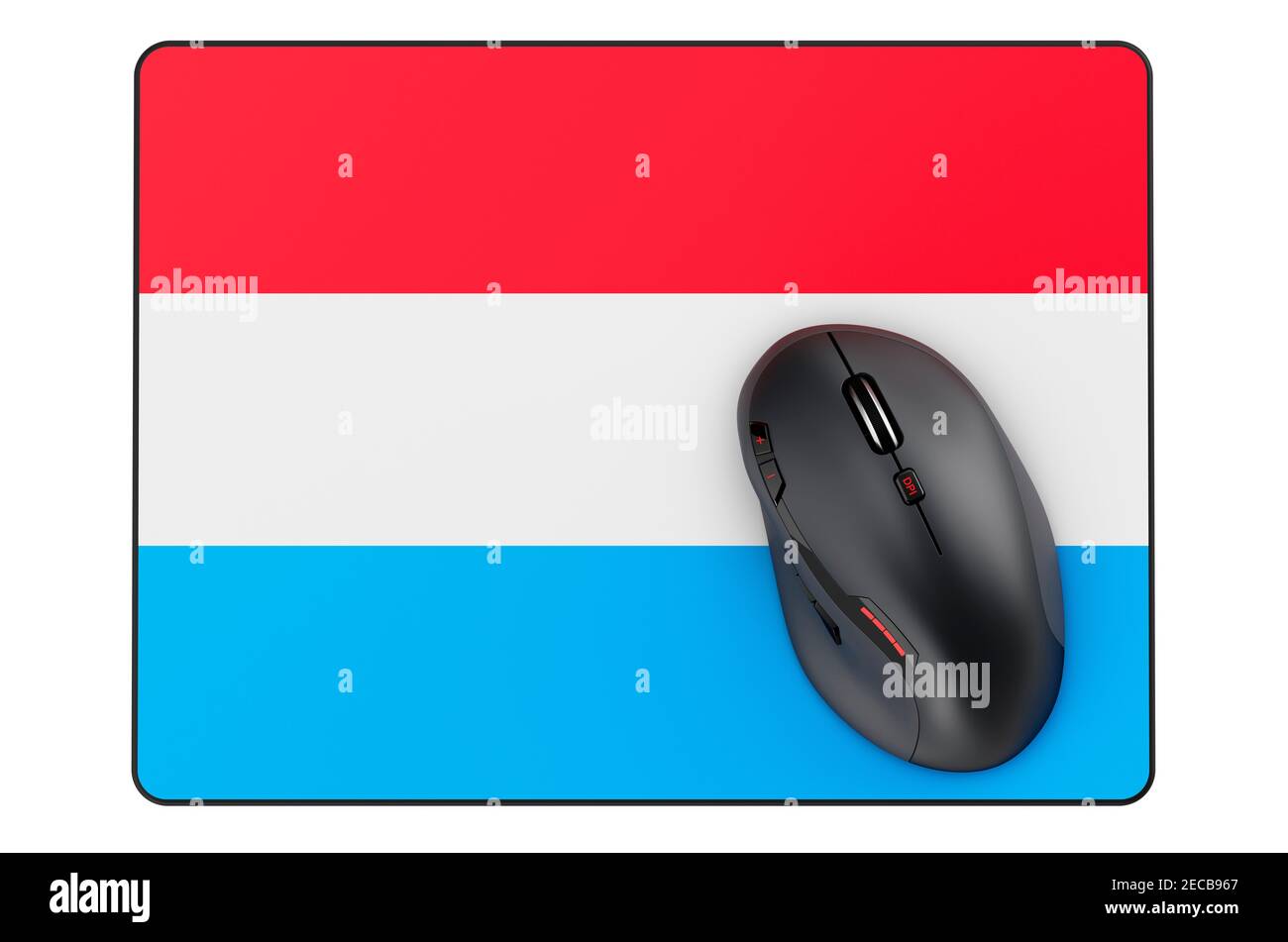 Computer mouse and mouse pad with Luxembourgish flag, 3D rendering isolated on white background Stock Photo