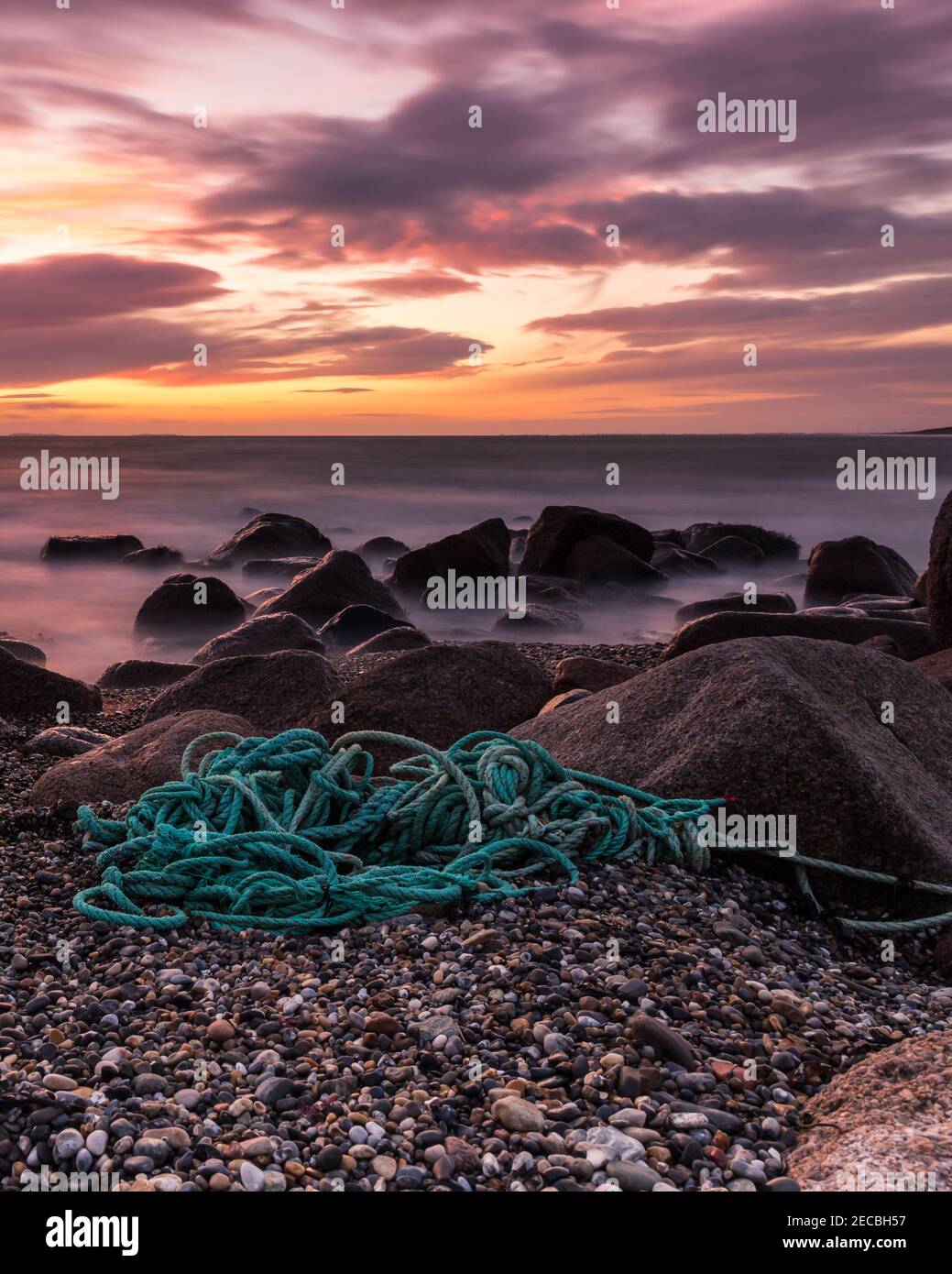 Long exposure shot captured at dusk - Carnsore Point Wexford Ireland Stock Photo