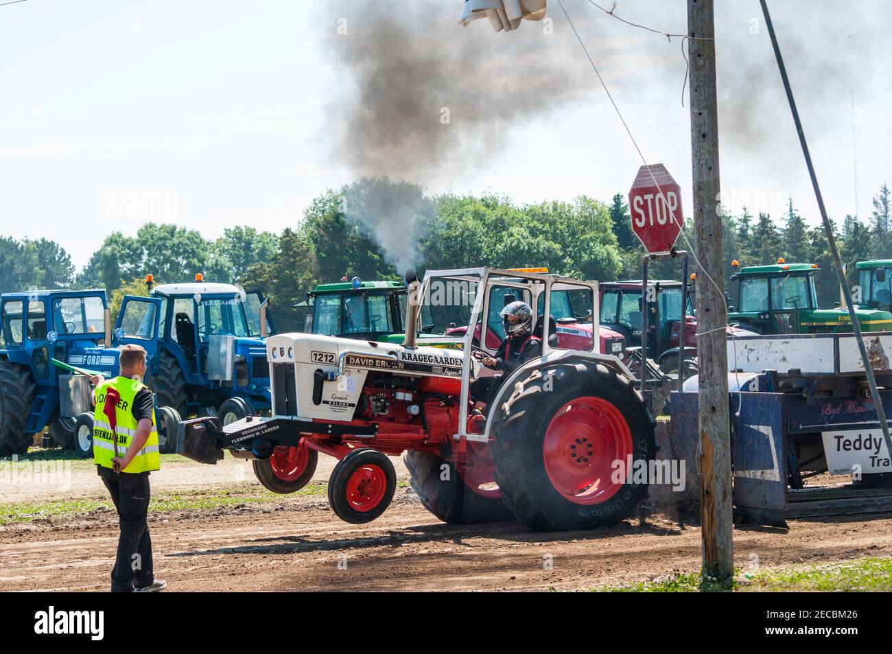 Mon Denmark - July 6. 2014: Tractor pulling competition Stock Photo