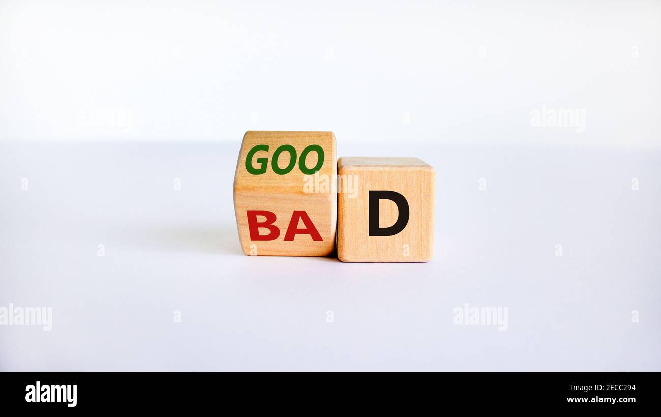 Good or bad symbol. Turned a wooden cube and changed the word 'bad' to ...