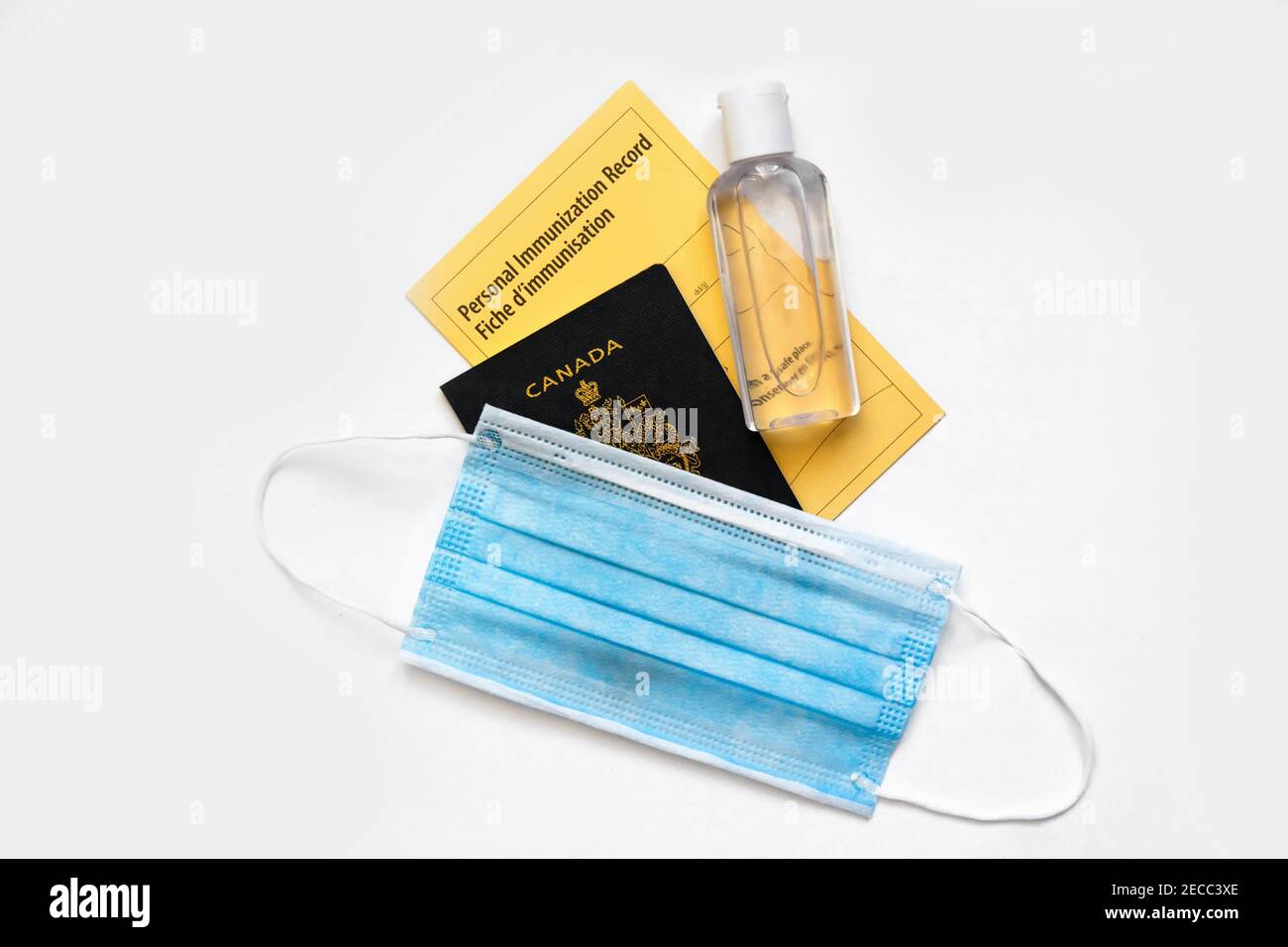 Canadian passport with yellow immunity vaccination record in English