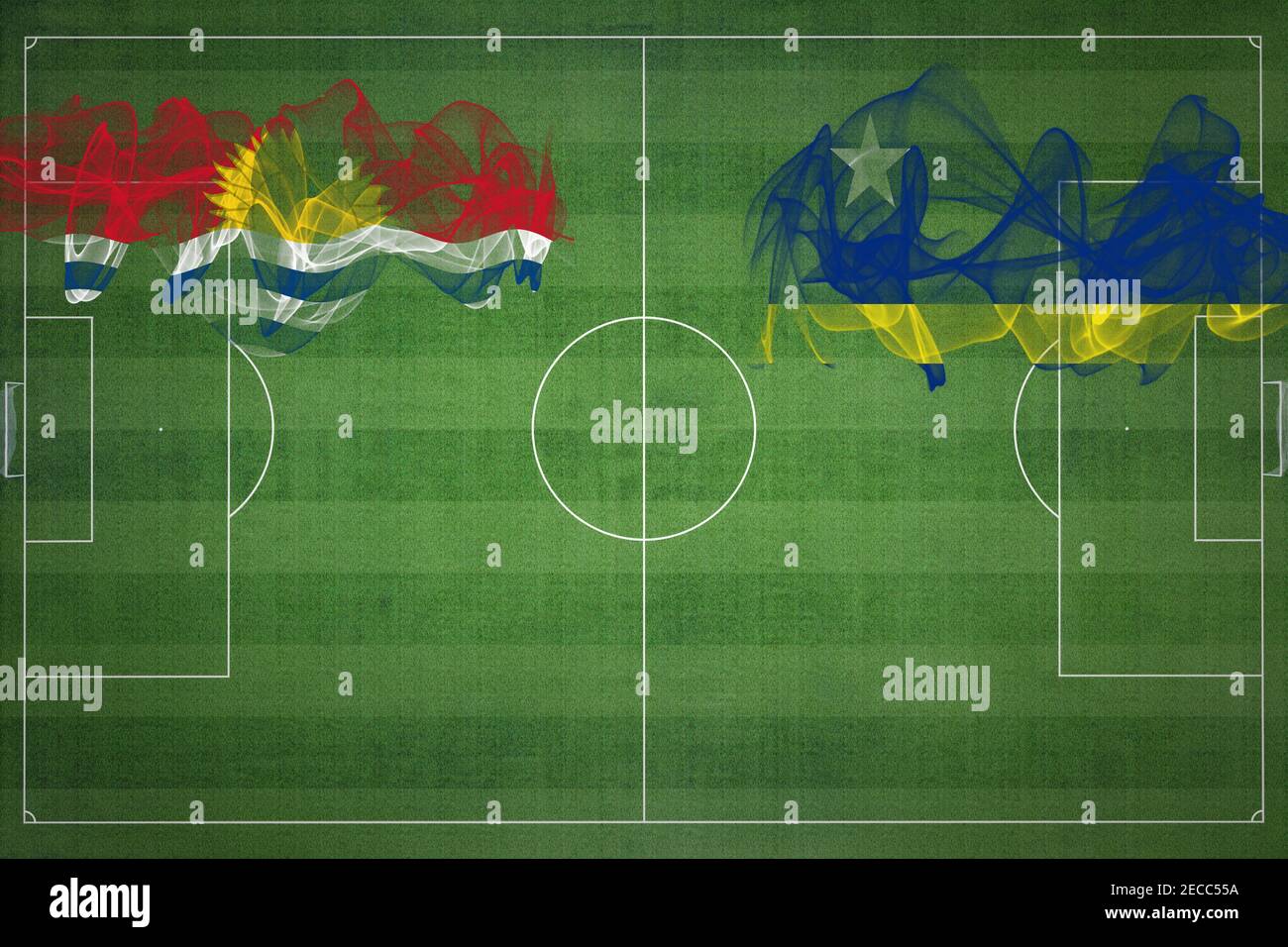 Kiribati vs Curacao Soccer Match, national colors, national flags