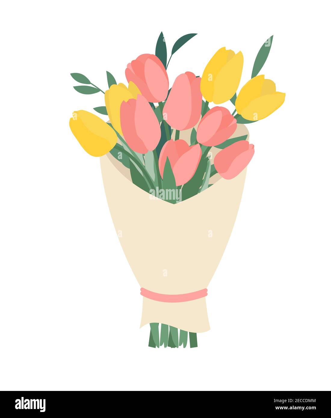 Bouquet of spring flowers tulips isolated on white background Vector ...