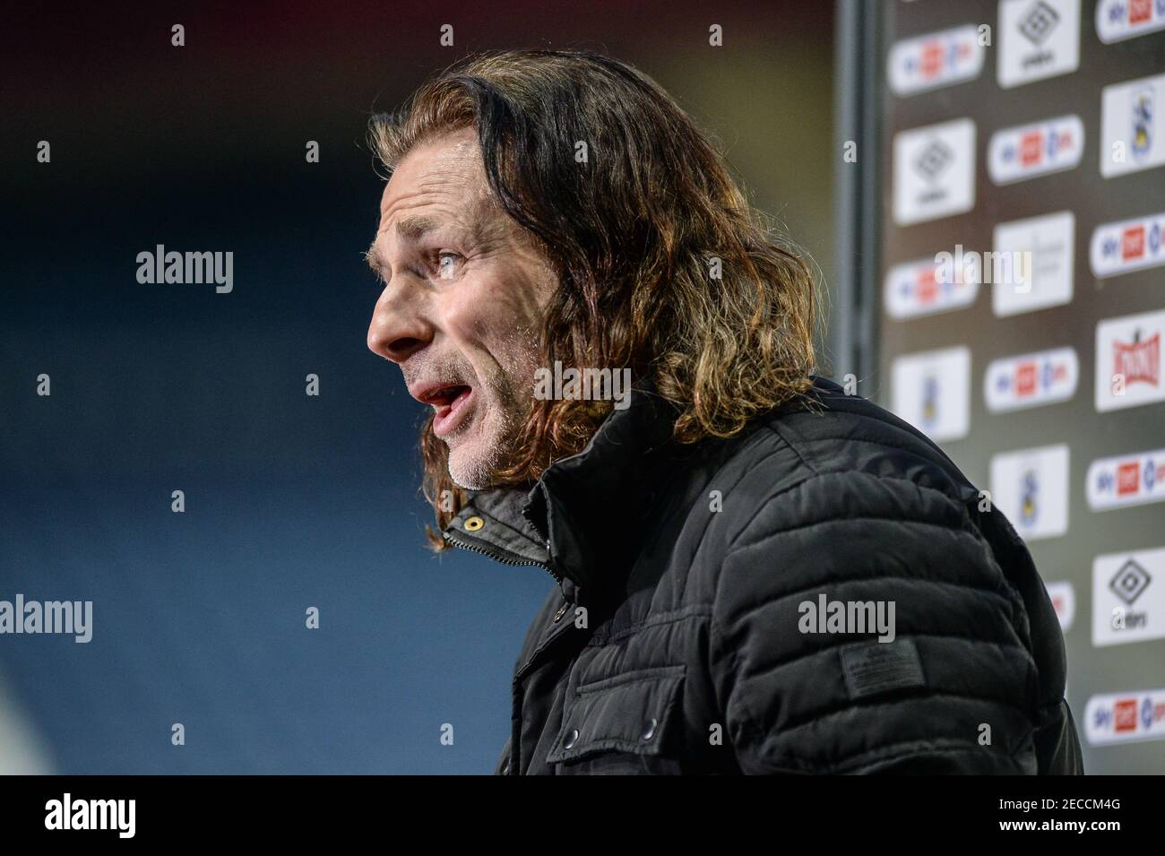 Huddersfield, UK. 13th Feb, 2021. Gareth Ainsworth manager of Wycombe Wanderers talks to the media in Huddersfield, UK on 2/13/2021. (Photo by Dean Williams/News Images/Sipa USA) Credit: Sipa USA/Alamy Live News Stock Photo