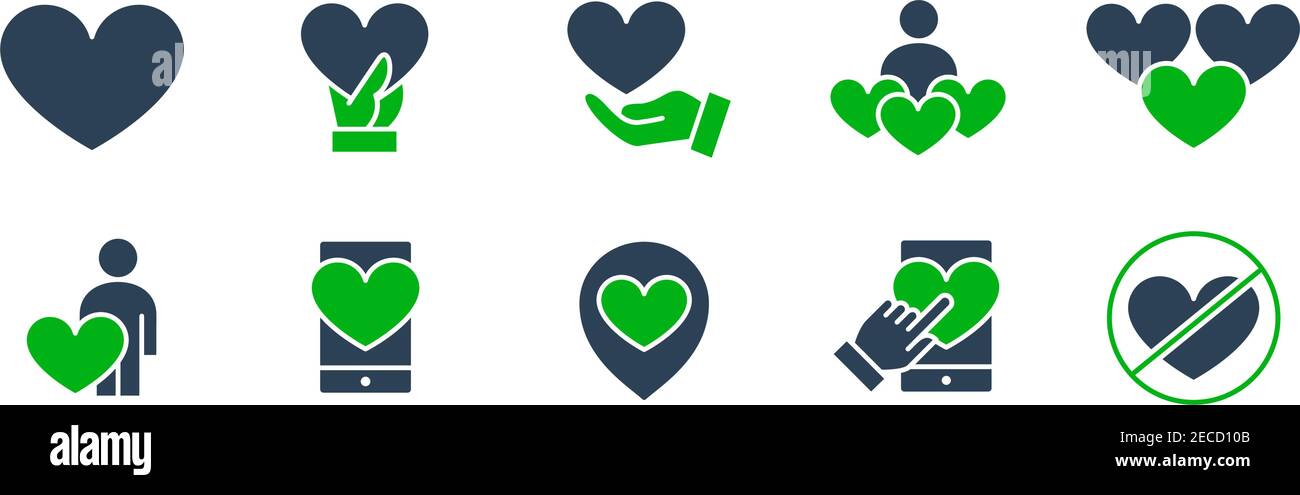 Set of like feedback colored icons. Testimonials, love, charity, social ...