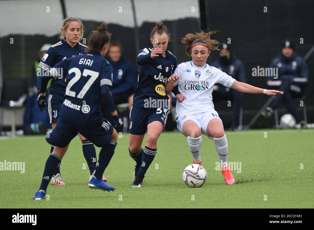 Vinovo (TO, Italy. 13th Feb, 2021. Vinovo (TO), Italy, Juventus Training Center, February 13, 2021, Michela Giordano (Juventus), Benedetta Glionna (Empoli) during Juventus vs Empoli Ladies - Italian Coppa Italia Women football match Credit: Danilo Vigo/LPS/ZUMA Wire/Alamy Live News Stock Photo