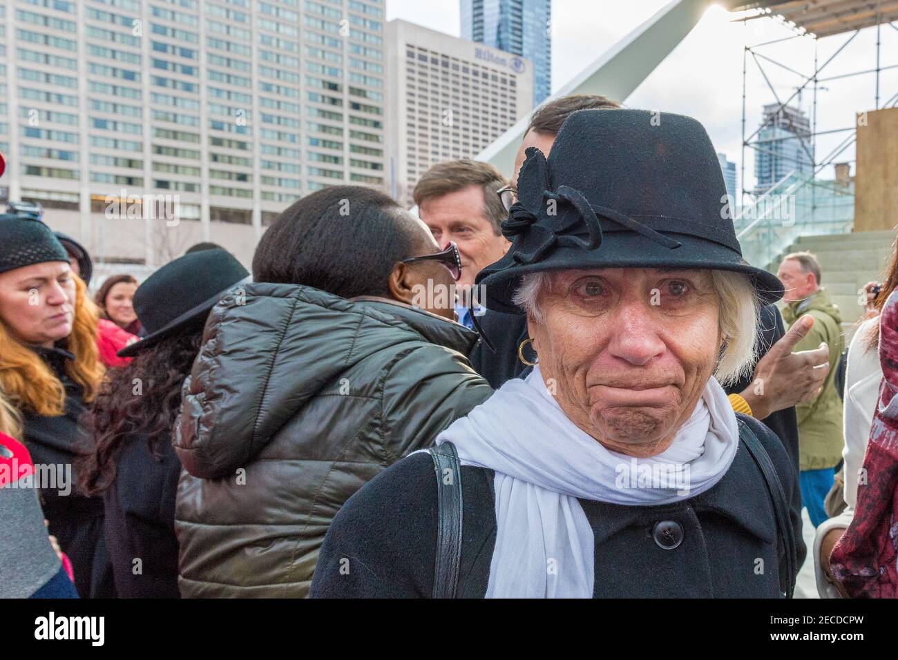 Paris terror attack, vigil to the Charlie Hebdo victims, Nathan Phillips Square, Toronto, Canada Stock Photo