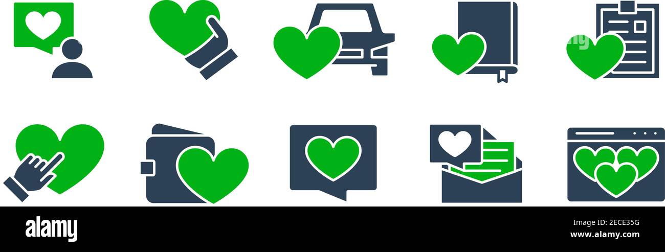 Set of like feedback colored icons. Friendship, love, charity, donation, social networks and more. Stock Vector