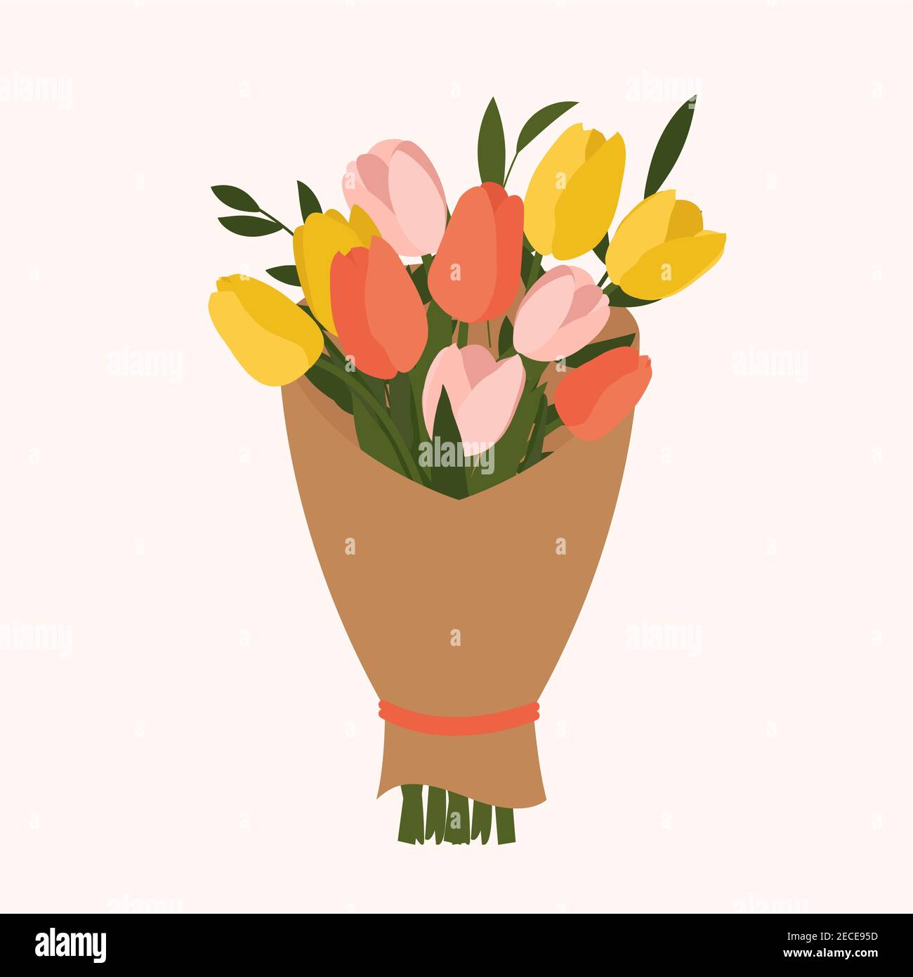 Bouquet of spring flowers tulips isolated on white background Vector ...