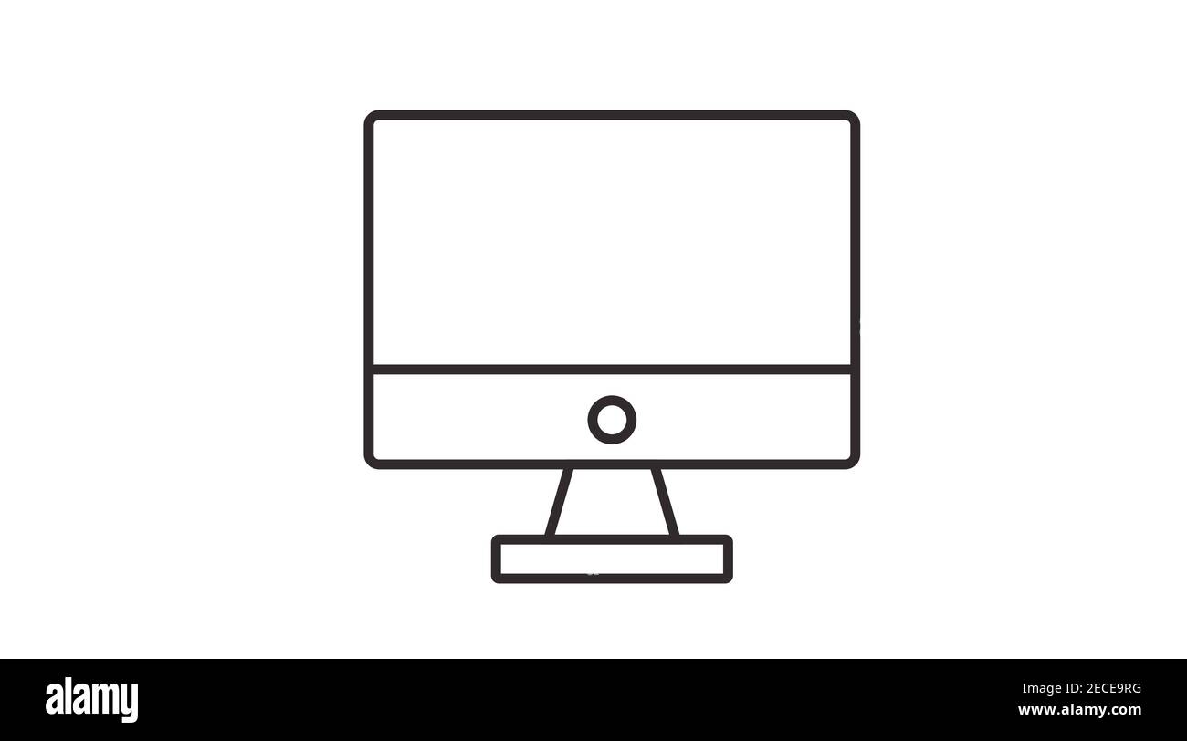 Black and White Computer Screen Icon. Vector Isolated Device Illustration Stock Vector Image