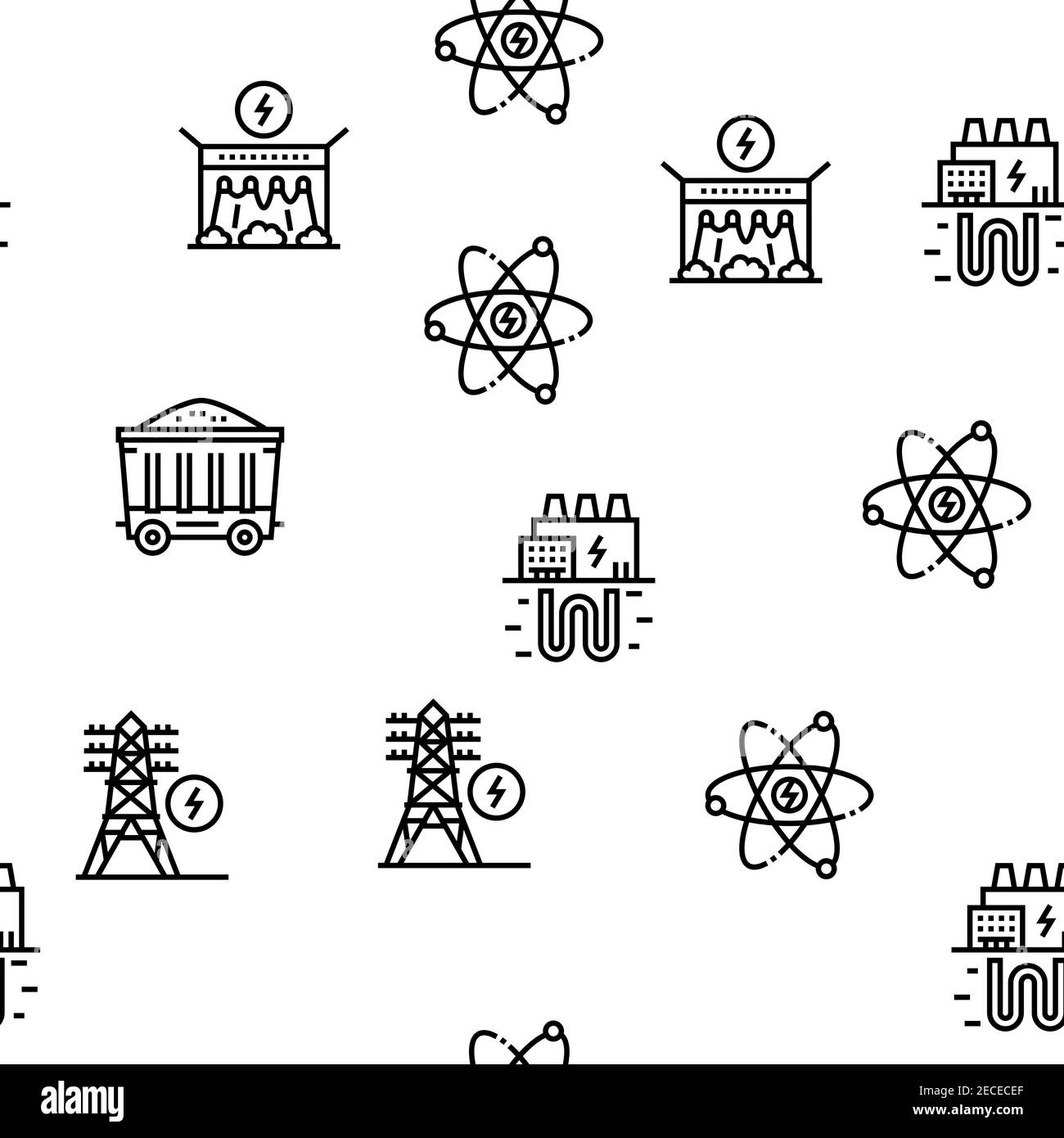 Energy Electricity And Fuel Power Icons Set Vector Stock Vector Image ...