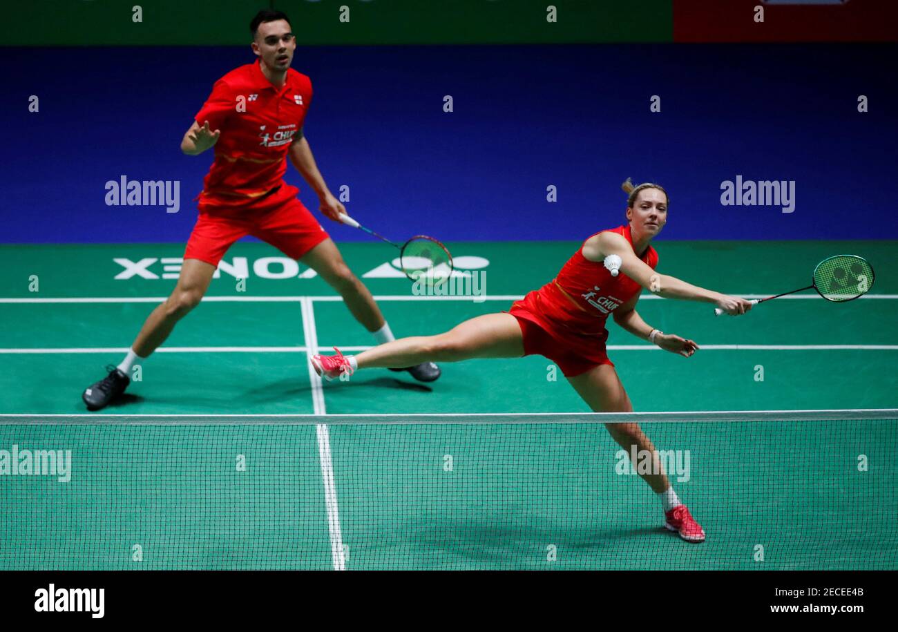 Badminton - All England Open Badminton Championships - Arena Birmingham,  Birmigham, Britain - March 6, 2019 England's Gabrielle Adcock and Chris  Adcock in action during their first round match against Malaysia's Tang