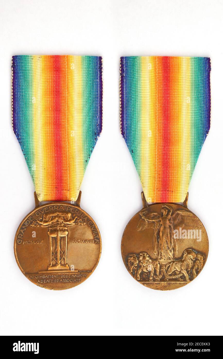 Inter-allied bronze medal of victory, version for Italy, 1920 - WWI war Stock Photo