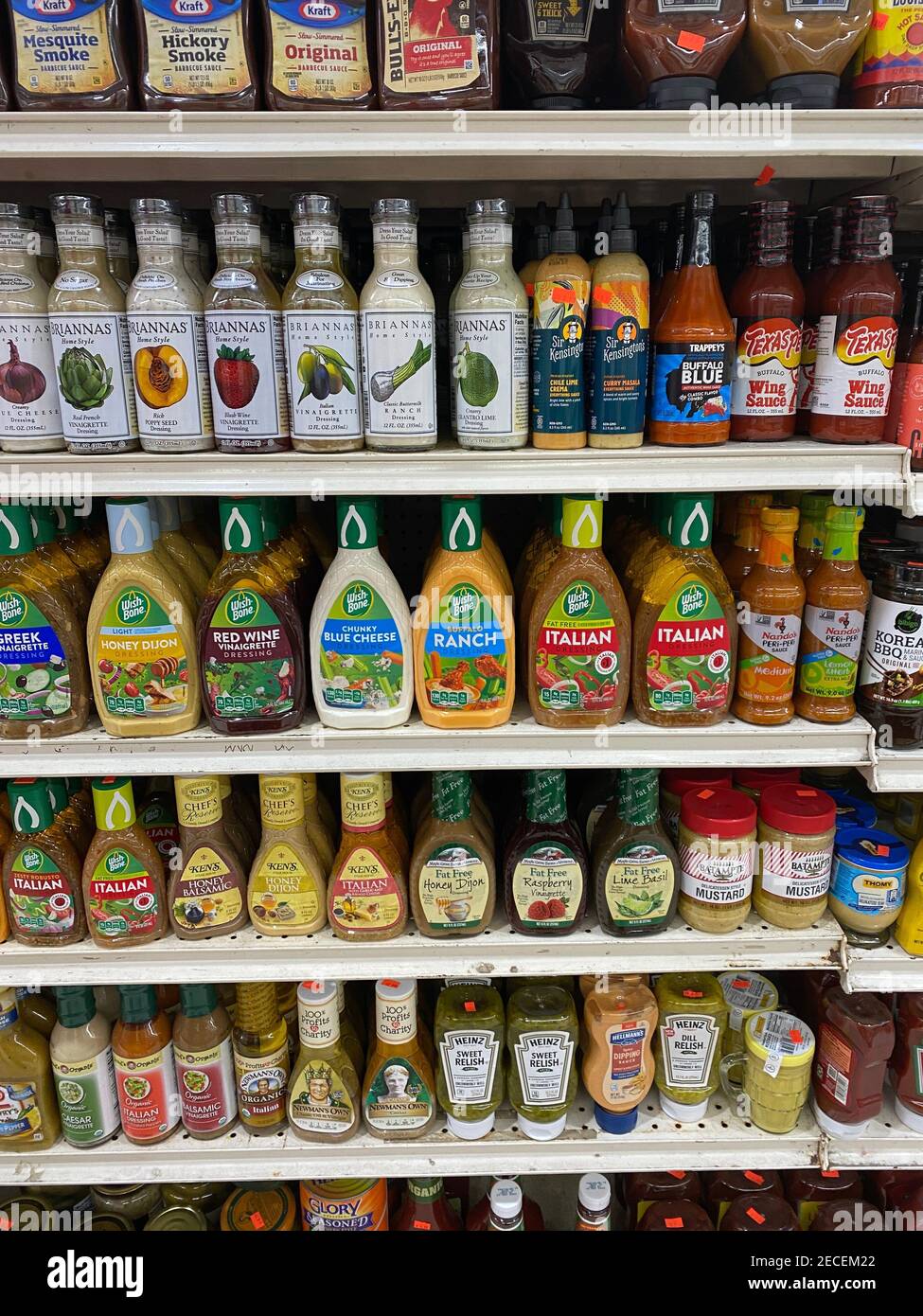 The types of salad dressings and other condiments can be dizzying with the shear numbers on the market to choose from. Stock Photo