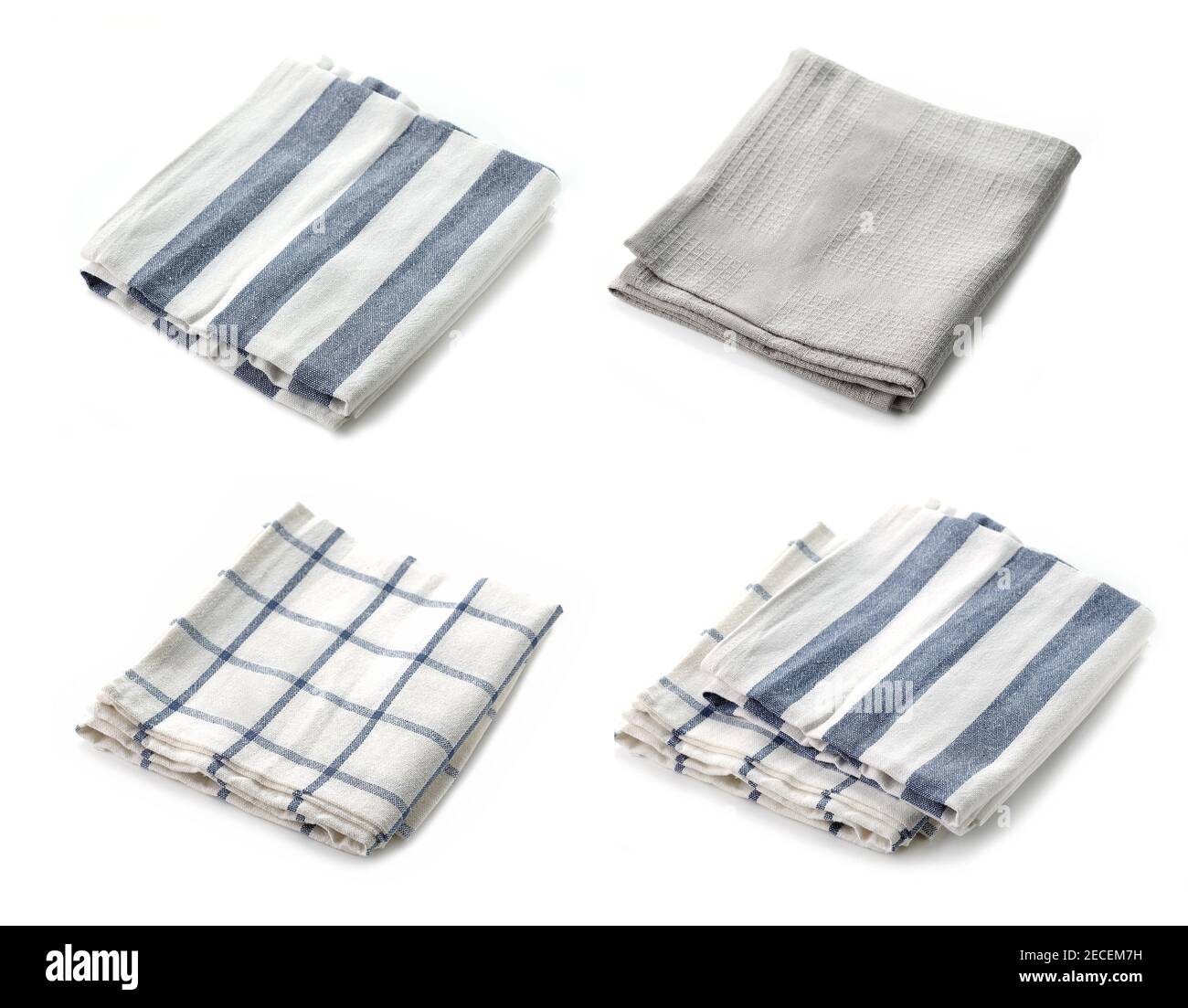 new folded kitchen towels isolated on white background Stock Photo