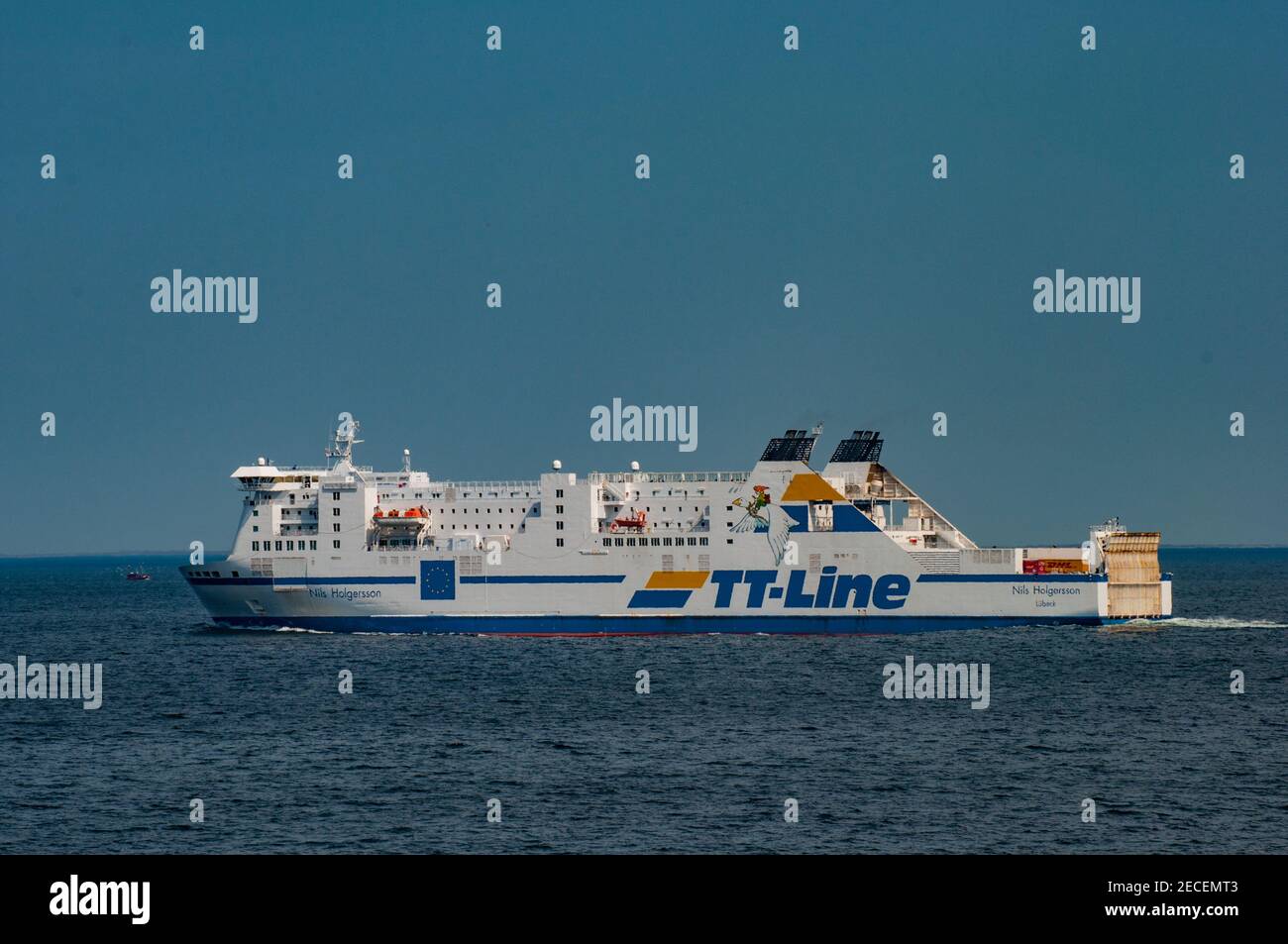 Rostock Germany - May 6. 2016: Ferry Nils Holgersson from TT-line Stock Photo