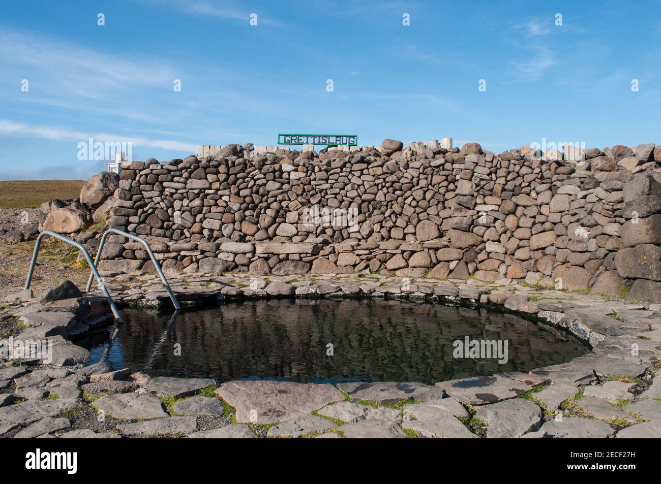 Grettislaug hot spring in North Iceland Stock Photo