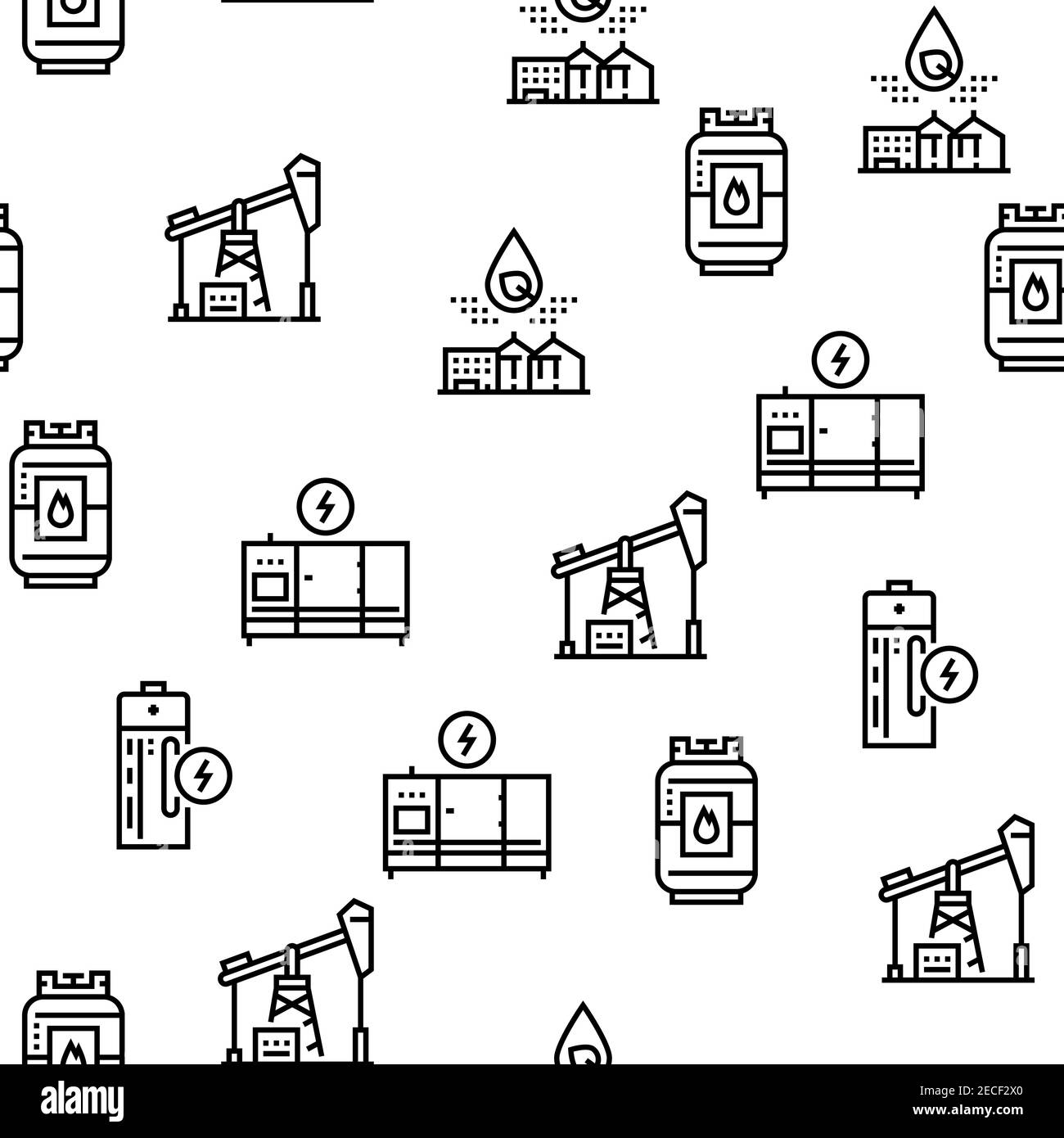Energy Electricity And Fuel Power Icons Set Vector Stock Vector Image ...