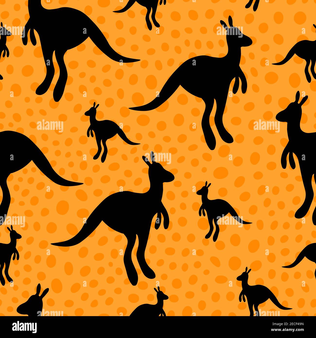 Vector flat illustration with silhouette kangaroo and baby kangaroo on