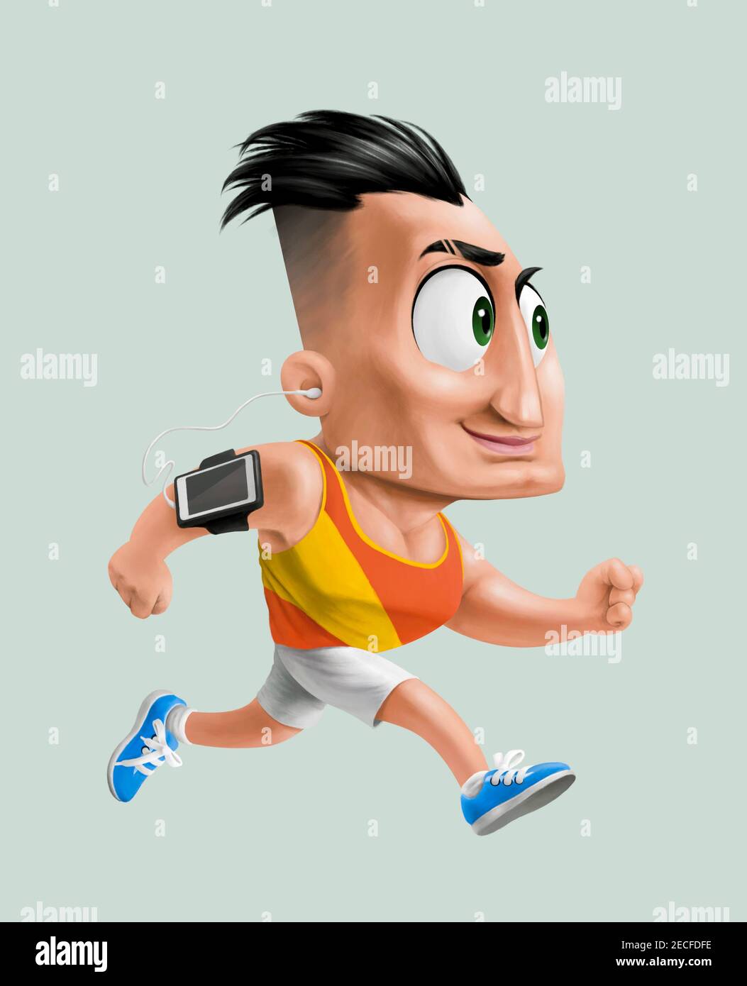 Cartoon Illustration Of A A Man Runner Stock Photo Alamy