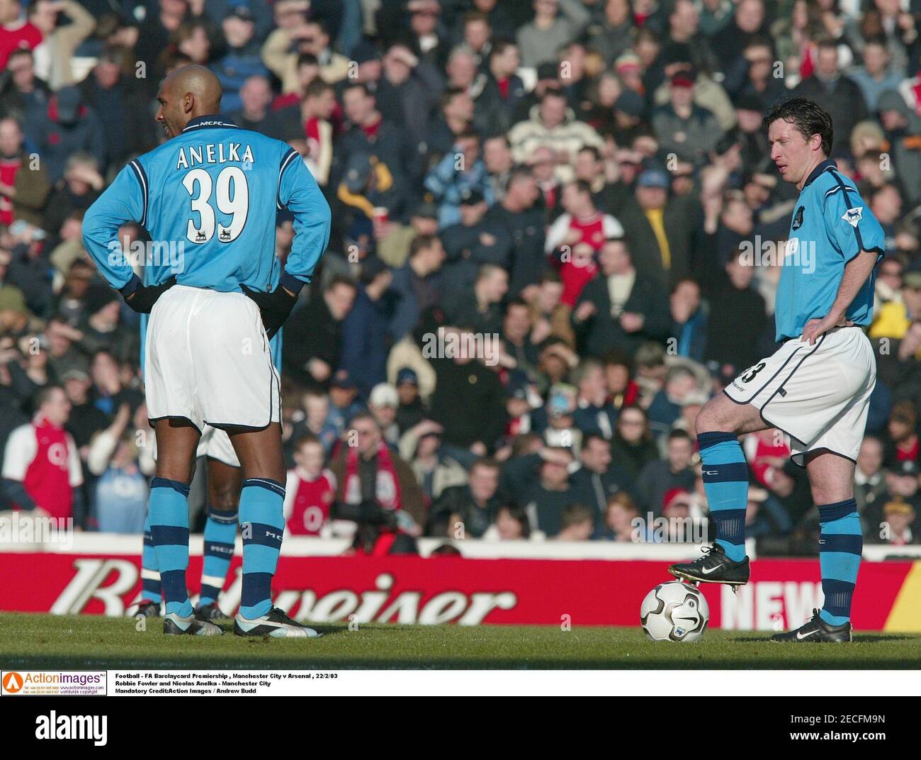 Football - FA Barclaycard Premiership , Manchester City v Arsenal , 22/2/03  Robbie Fowler and Nicolas Anelka - Manchester City   Mandatory Credit:Action Images / Andrew Budd Stock Photo